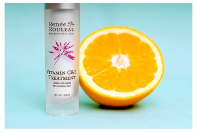 Renee Rouleau's vitamin C&E treatment with an orange