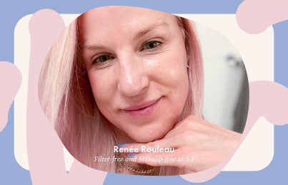 Renee rouleau showing her no makeup and no filter look