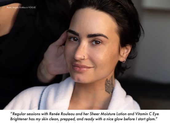 Demi Lovato using Renée Rouleau Skincare in VOGUE